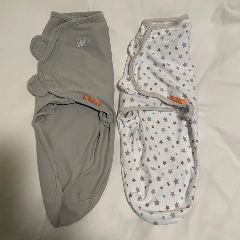 SwaddleMe Gray and White Star Velcro Swaddles size Small